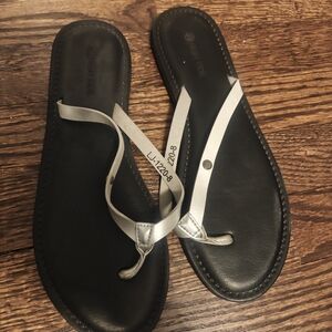 Women's Silver And Black Sandals